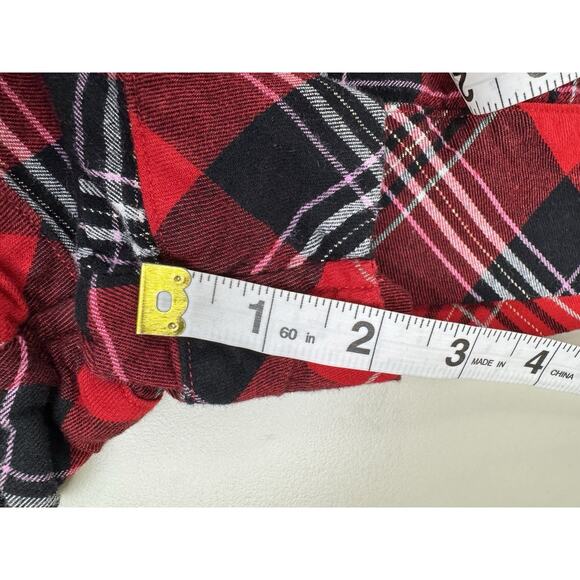 Victoria’s Secret Plaid Pajama Set Top & Shorts Red Black L Cozy Holiday Prep - Picture 3 of 13